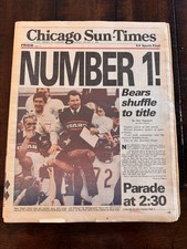 1986 Chicago Sun-Times newspaper Bears win Super Bowl XX Unread