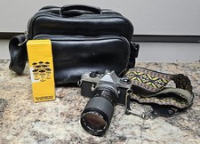 PENTAX ME SUPER CAMERA WITH VIVITAR 70-150mm LENS 8 ROLLS OF FILM  LEATHER CASE