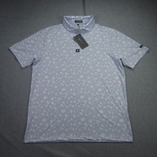 Bad Birdie Polo Shirt Mens Large Light Blue Floral Core Golf Casual Short Sleeve
