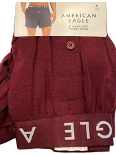 NWT AMERICAN EAGLE Ultra Soft Pocket Boxer Sz S-M-L Red Burgundy #80
