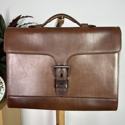 PURDEY Leder Kuriertasche Umhängetasche Laptop Eiche Rinde gegerbt Dokument Aktentasche