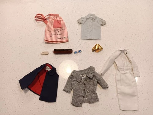 Vintage Barbie Clothes and Accessories 9 Piece  Lot Black Tag 1960-64 Some TLC