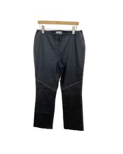 Bagatelle Black Leather Straight-Leg Pants White Contrast Stitching - Size 12