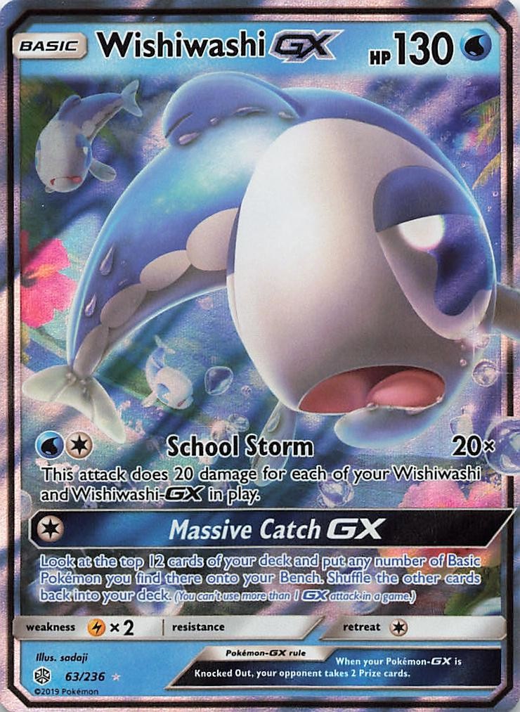 Wishiwashi GX 63/236 Holo GX Rare Cosmic Eclipse Pokemon Near Mint