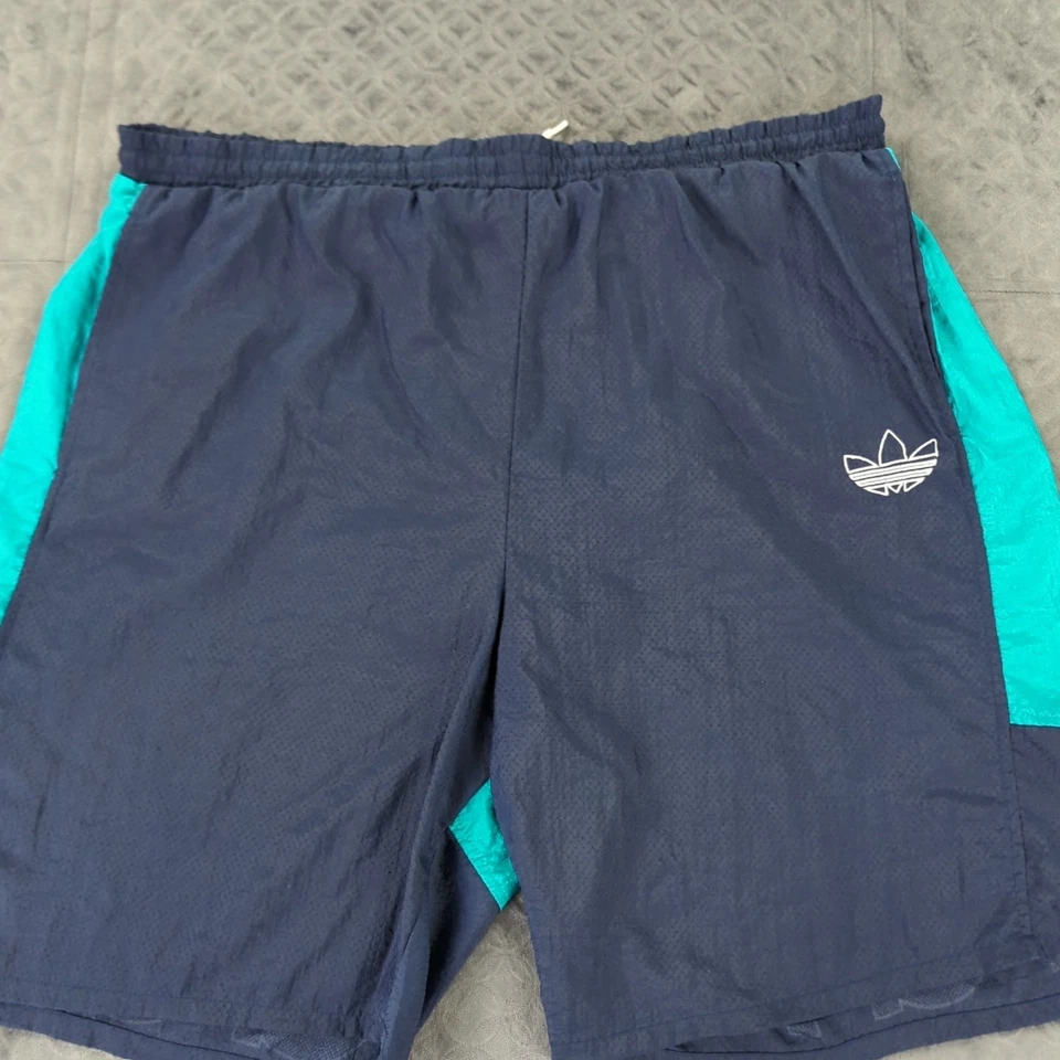 Bañador Adidas Vintage Forrado 8" Entrepierna Bolsillos Deletreados Cordón Hombres Grande Foto 3 de 4