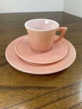 Vintage Hazel Atlas Little Hostess Childs Tea Set Cup Saucer Plate Pastel Pink