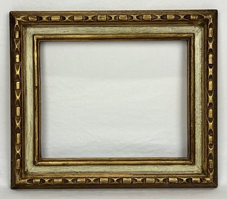 Vintage MCM Gold & Light Green Carved Wood Frame 8 x 10 Opening