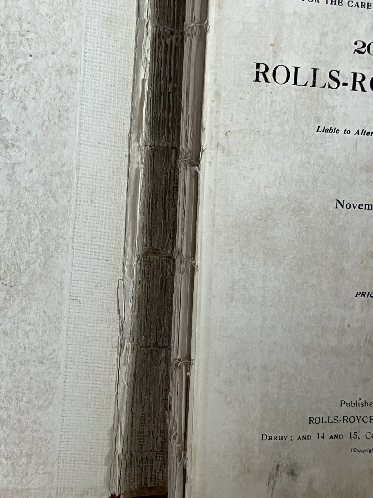 Rare Handbook and instructions for Rolls Royce 20-25 HP
