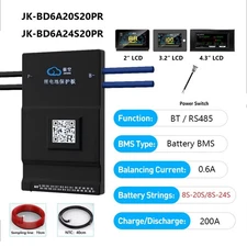 JK BMS 8-20S/8-24S 200A BMS w/0.6 Active Balance Li-ion Lifepo4 Battery BT/LCD