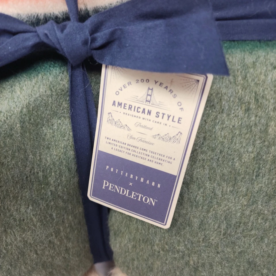 Pottery Barn Pendleton Yakima Faux Fur Back Stripe 60 x 80 Throw green multi - Image 3 of 4