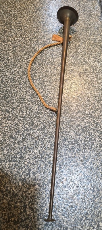 Antique Edwardian  Brass Coach Horn c1900 Hunting Carriage Signal patina 30"