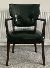 Vintage Solid Captain Green Leather Chair