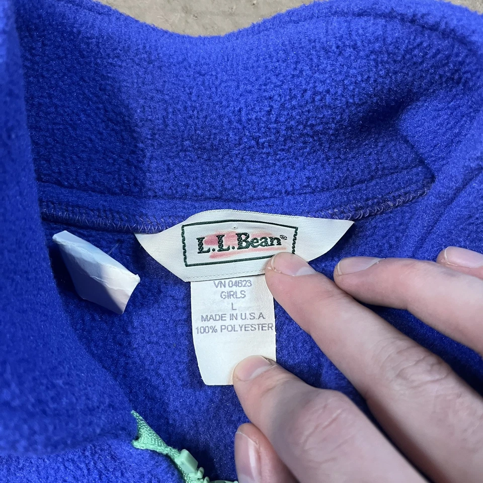 Vintage LL Bean Fleece Vest Full Zip Athletic Girls Large Made in USA - Image 4 of 4