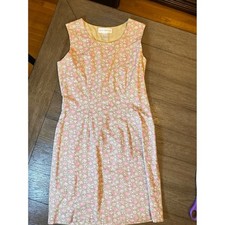 Petite Sophisticate Sheath Dress Womens 4 Pink Floral Cotton Sleeveless Mini