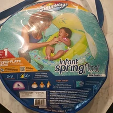 Swimways Infant Baby Pool Spring Float Green w Sun Canopy For 3-9 months