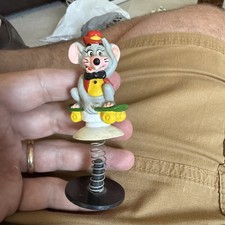 RARE MINT 1980s CHUCK E CHEESE 4" Vinyl PVC Spring Loaded Bobble Toy Prize