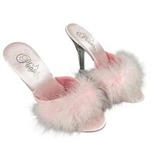 Pleaser LIP-101-8 Zapatos Mujer Talla 7 Rosa Piel Tacón Transparente Plataforma Mules