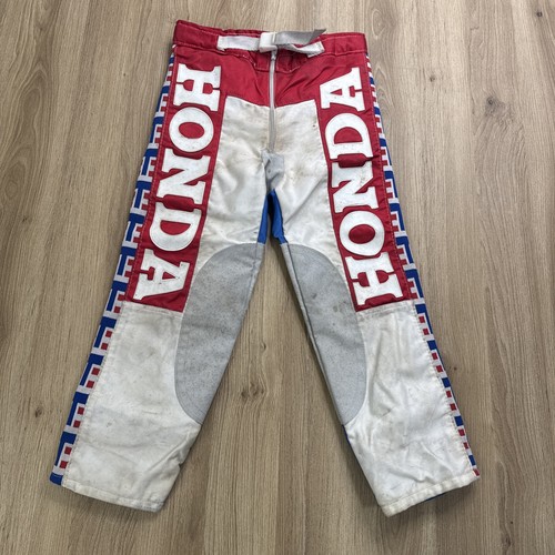 Vintage Honda Motocross Racing Pants Youth Made USA Red White Blue Race 22”