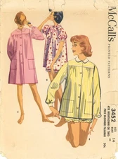 McCall's 3452 Shortie Nightgown or Two-Piece Bloomer Pajamas Sz 14 CUT COMPLETE