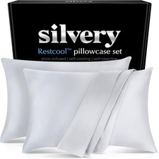 Restcool Silver Infused Cooling Pillowcase Set - 2 Queen U.S. Standard Gray