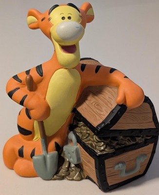 Disney Tigger Treasure Chest Coin Piggy Bank Vinyl Rare Vintage 7'' X 4-1/2''