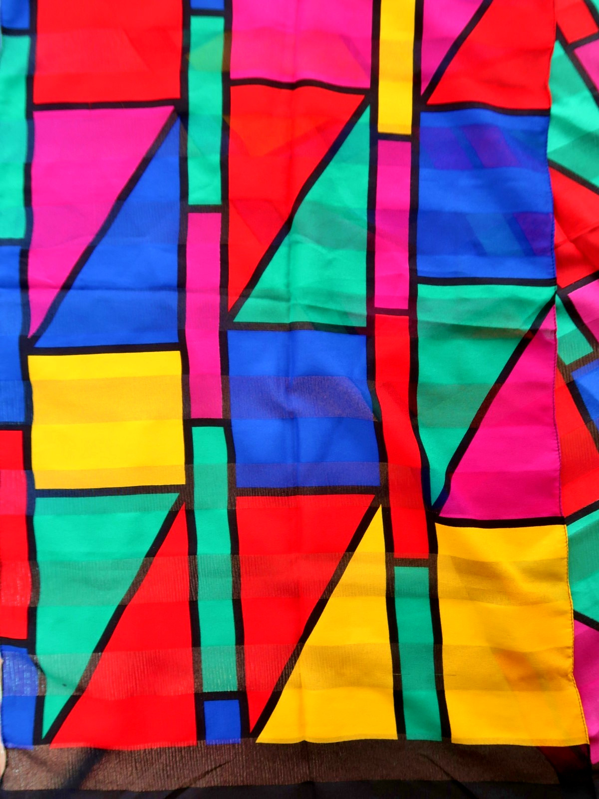 Vintage RECTANGULAR Geometric, Block SILK SCARF 6… - image 3