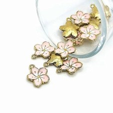 Light Pink and White Flower Charms, 16x13.5mm - US Seller