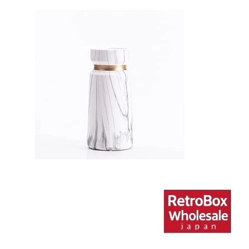 AIVAR White Ceramic Flower Vase Marble Pattern 20cm Nordic Style