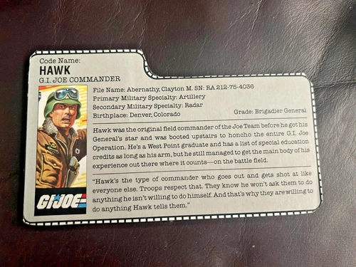 GI JOE: G.I. JOE COMMANDER  (FILE CARD) (HAWK)