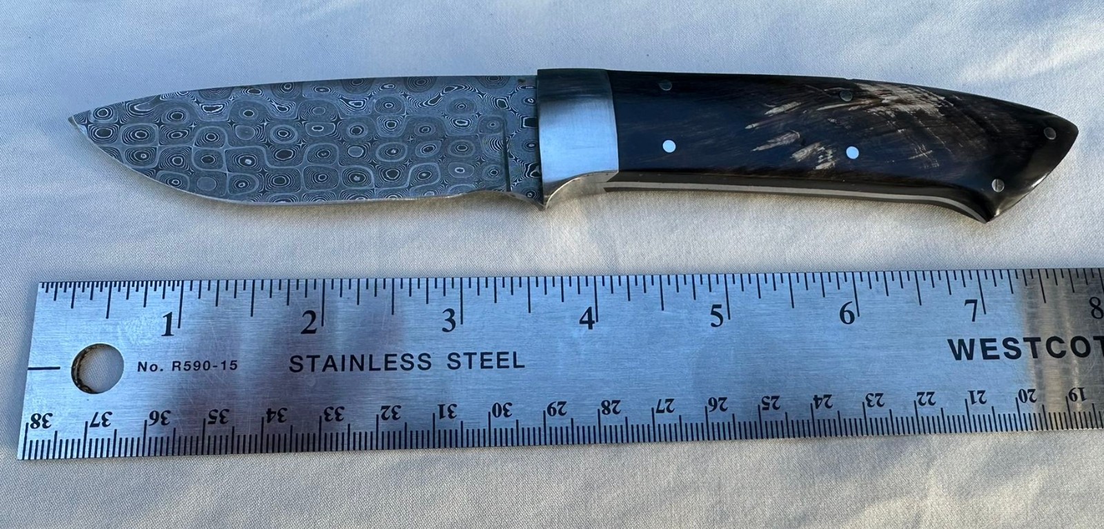 Stamascus N/V Raindrop Pattern Damascus Steel Knife - Famous Maker