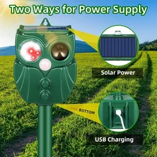 2 Pack Solar Powered Ultrasonic Animal Repeller Outdoor Garden Pest Control