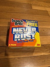 Scotch Brite Never Rust Heavy Duty Soap Pads 8 Pack 3M Discontinued Box Damage