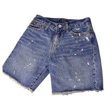 Polo Ralph Lauren Boys Sullivan Slim Paint Splatter Denim Shorts Size 10 Blue