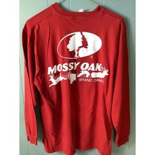 Mossy Oak Field Staff Red Long Sleeve Cotton T Shirt Men's Size Large Jerzees