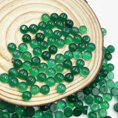 Natural Green Onyx Round Cabochon Loose Gemstone Lot 78 Pcs 5 MM 50 CT