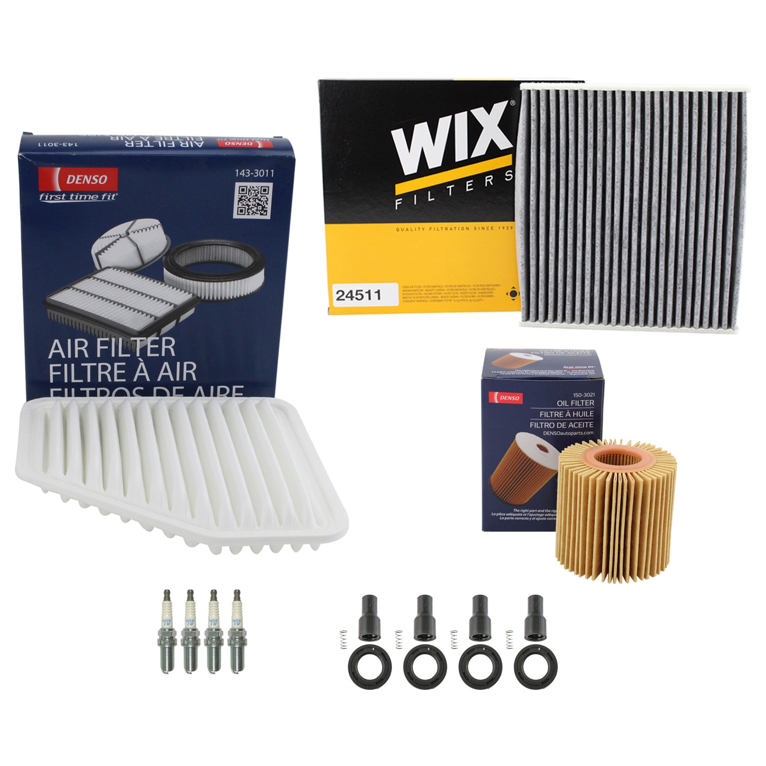 Denso Tune Up Kit NGK 4 Spark Plugs  Boots Kit for RAV4 2.5L L4 GAS 2AR-FE 2009