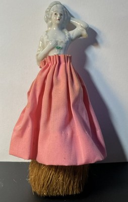 Porcelain Lady Doll Vanity Brush Pink Skirt 7 Inch Collectible