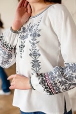 Women's Ukrainian Embroidered Cotton Vyshyvanka Blouse Folk Long Sleeve Boho