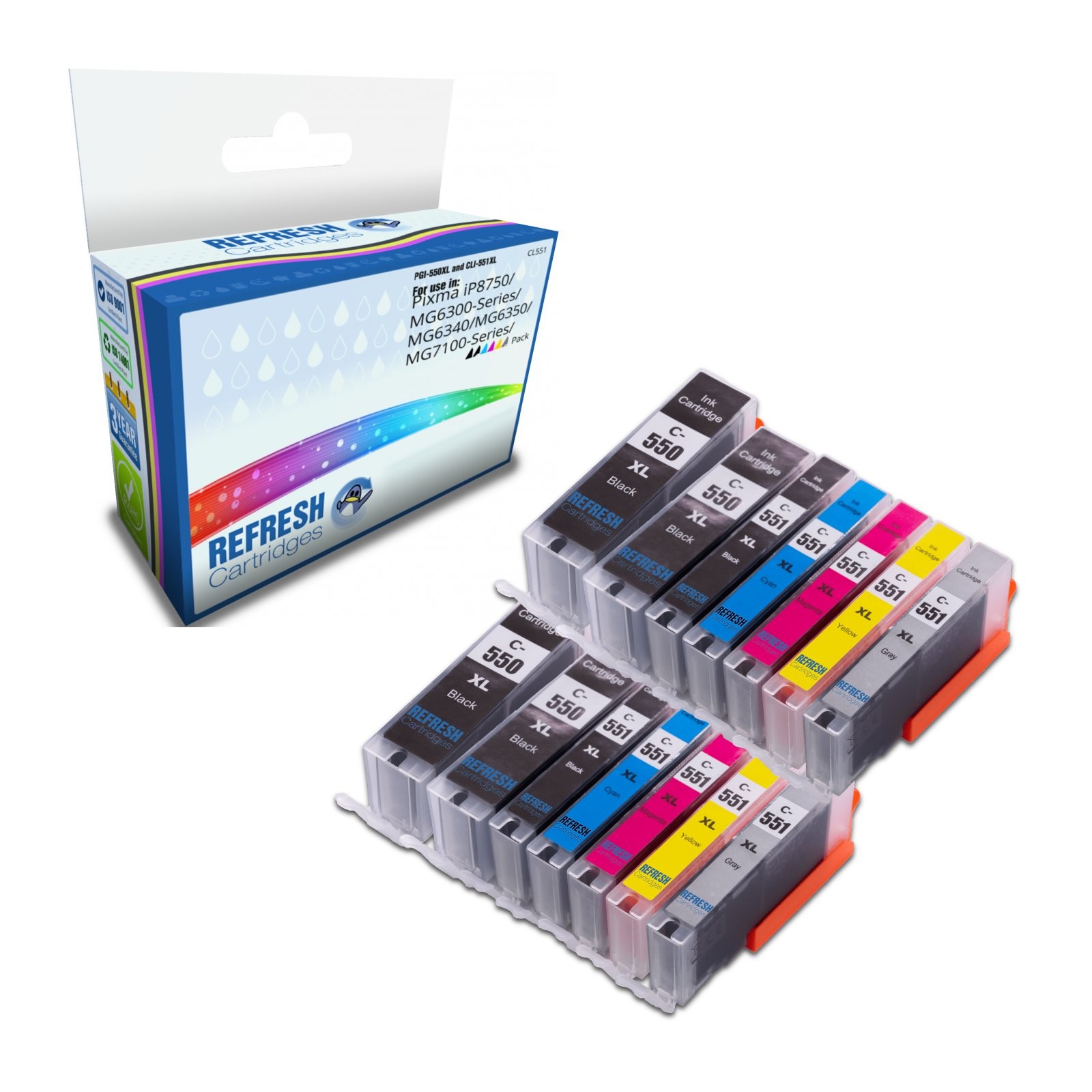 Refresh Cartridges Saver Pack 14x PGI-550XL/CLI-55XL Ink Compatible With Canon