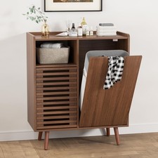 Trash Can Cabinet Storage Cabinet Slatted Doo...