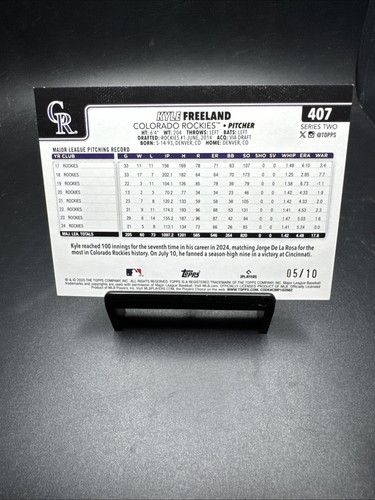 2025 Topps Série 2 Kyle Freeland Diamanté Noir 05/10 Ssp - Photo 6/6