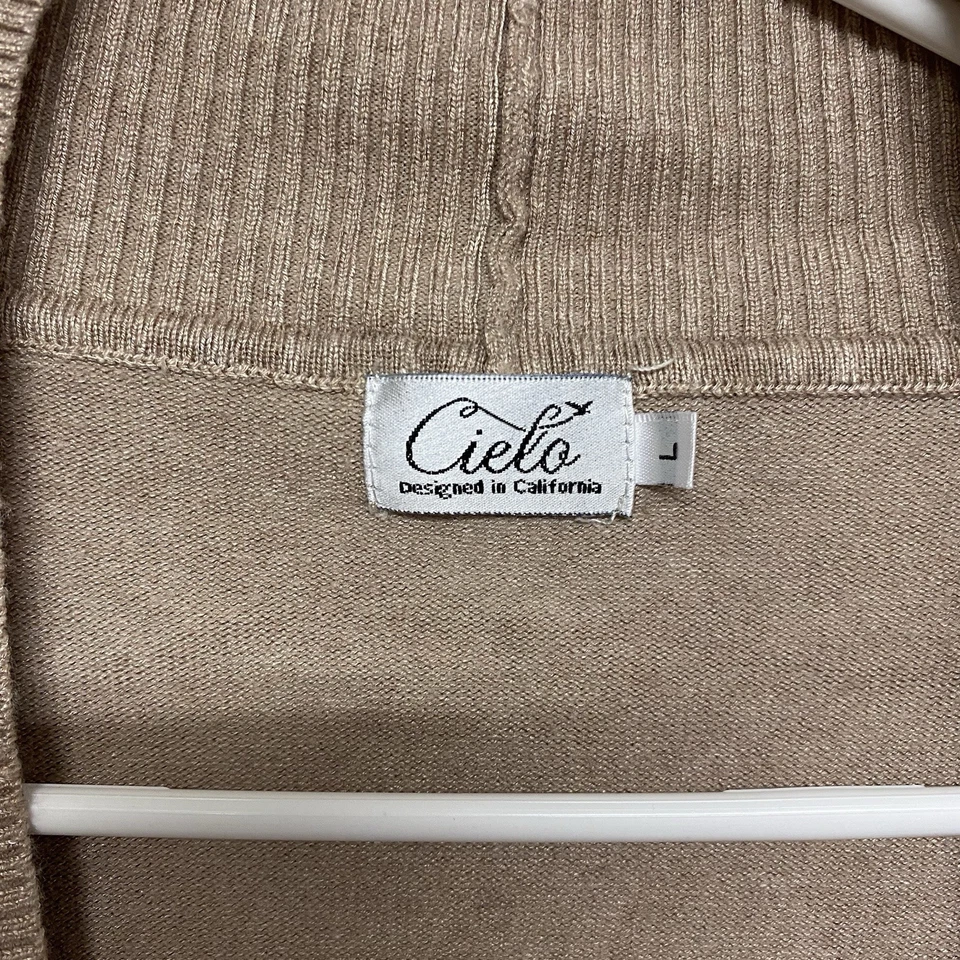 Cárdigan Cielo Mujer Talla L Tostado Bolsillos Frontales Abiertos Manga Larga Boho Clásico Foto 4 de 4