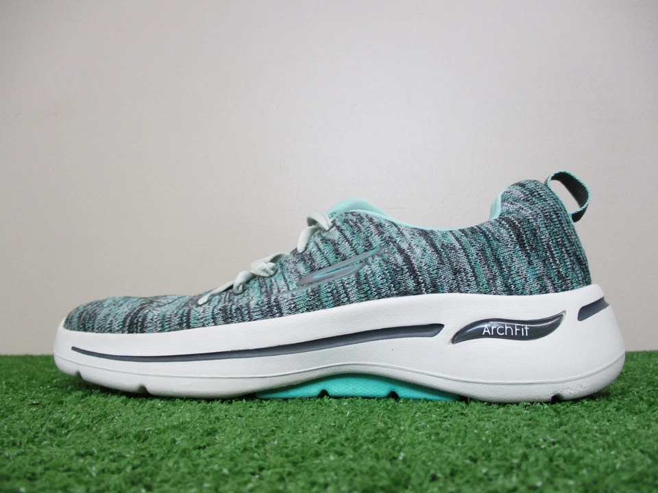 Skechers GoWalk Zapatos Mujer 7 Gris Verde Arco Ajuste Entrenador Fit Refrigerado por Aire Foto 3 de 4