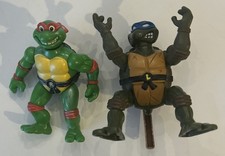 TMNT Samurai Leo & Spin-Head Raph Action Figures 1992-1993 Vintage