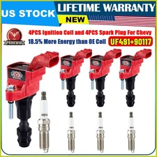 4x High Performance Ignition Coil & Spark Plug For Chevy Cobalt Buick GMC UF491