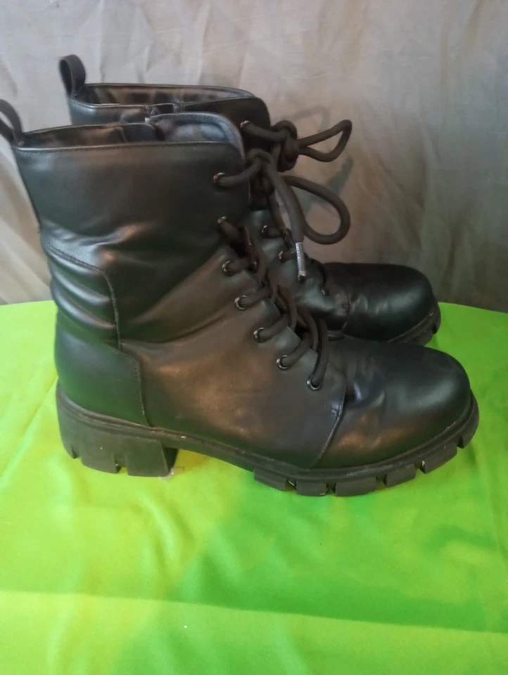 Mia Niños Niñas Pequeñas/Grandes Lil-Annamaria Botas de Combate Zapatos con Cordones Negros Foto 2 de 4