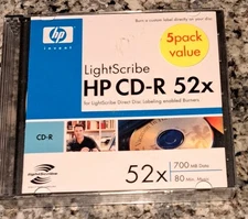 5 Pack HP Lightscribe CD-R 52x 700MB 80Min LCR00047M New & Sealed Free Shipping 