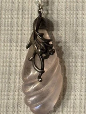 Fentn Champagne Satin Teardrop Necklace Ltd Ed #1436 Sterling Chain