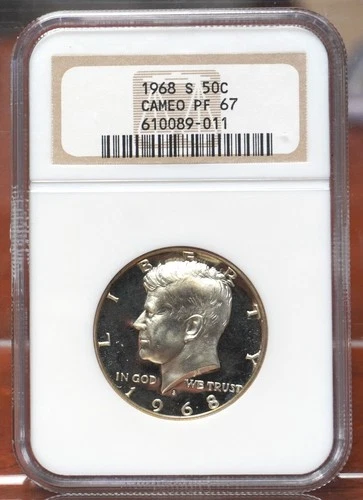 1968-S PROOF KENNEDY HALF DOLLAR NGC PF67 CAMEO 089011