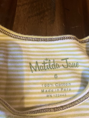 Matilda Jane Girls Platinum Flower Apron Polka Dot dress Size 6 - Picture 3 of 3